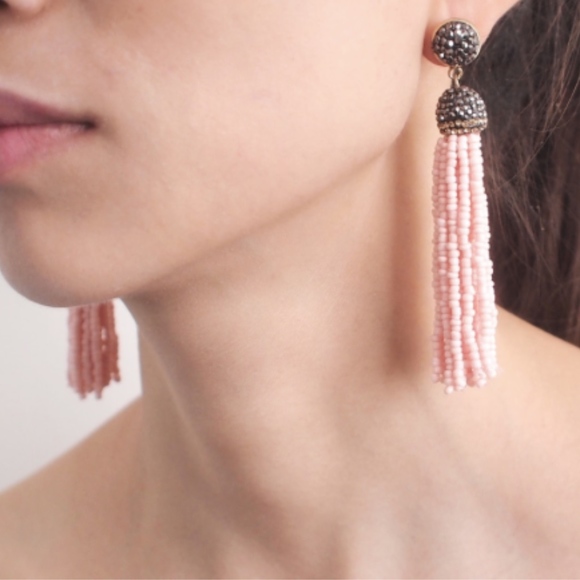 Beaded Tassel Faux Druzy Resin Drop Earrings - Picture 2 of 7